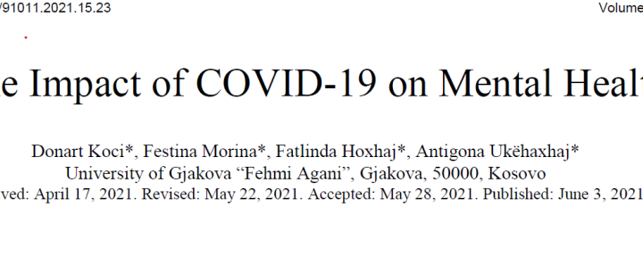 The scientific paper "The impact of COVID-19 on mental health" of students of the Faculty of Medicine is published
