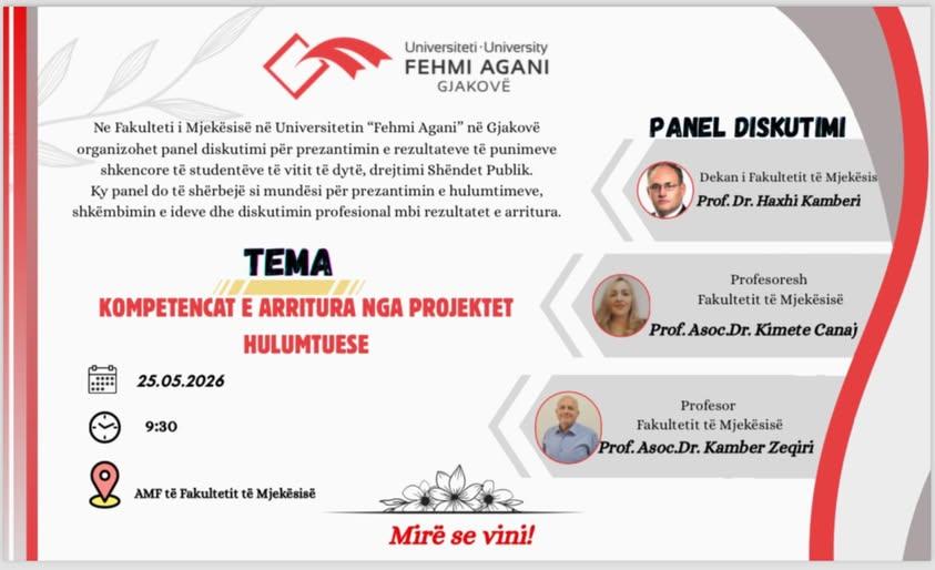 Panel diskutimi për prezantimin e rezultateve të punimeve shkencore të studentëve të vitit të dytë, drejtimi Shëndet Publik