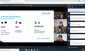 The webinar "Greenery in European institutions of higher education", organized by EUA